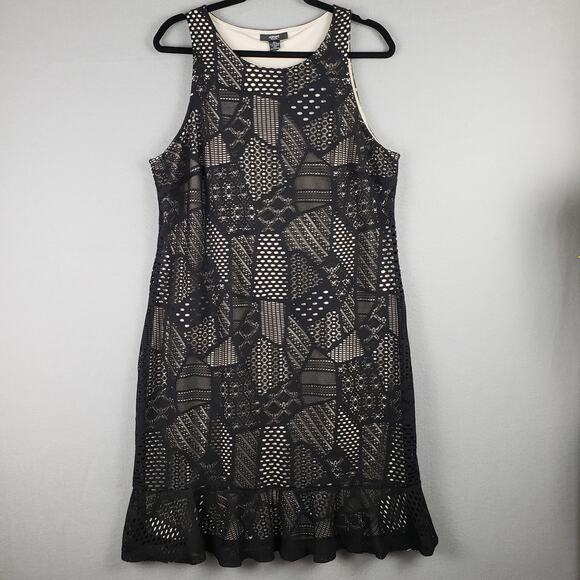 Alfani Women's Plus 2X Sleeveless Lace Patchwork Dress Black Cocktail Party - Picture 1 of 8
